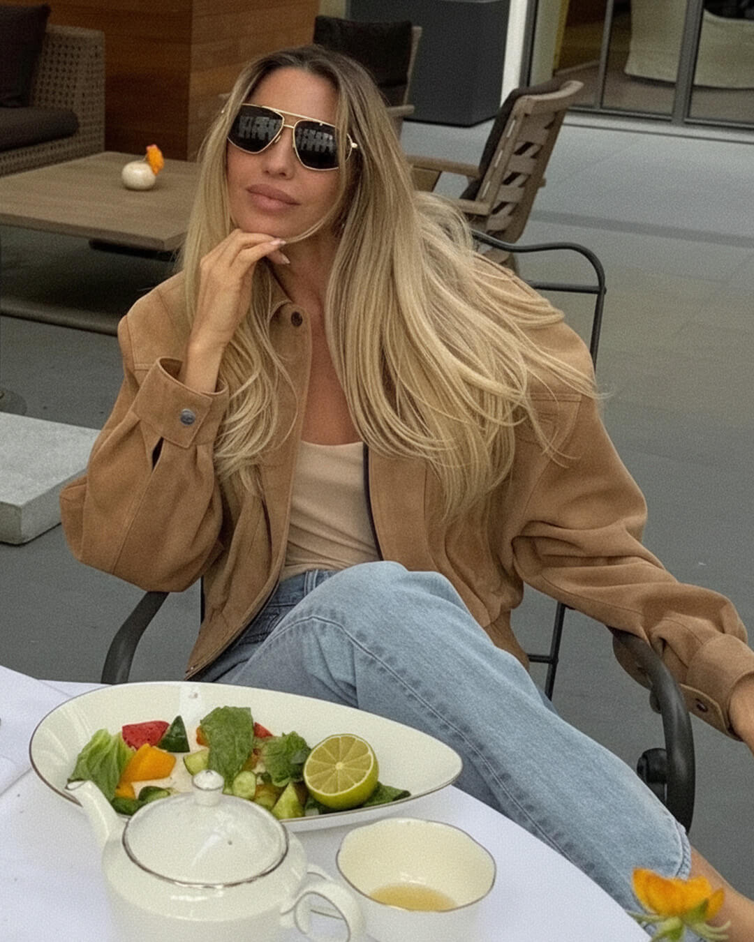 Trisha suède jasje met revers