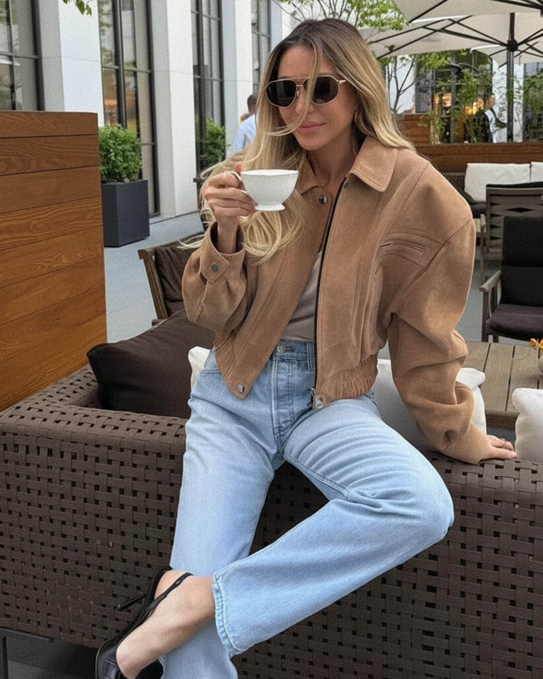Trisha suède jasje met revers