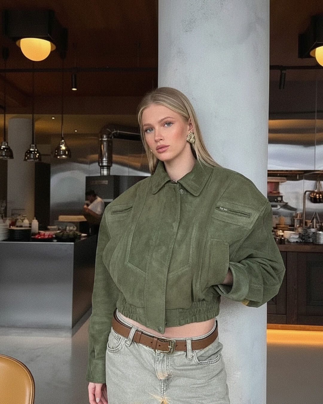 Trisha suède jasje met revers