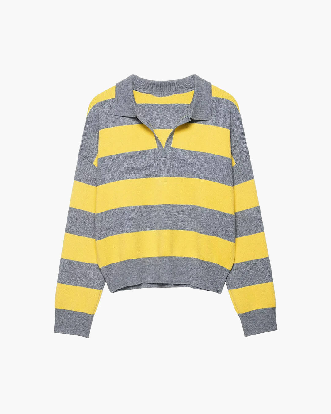 Una Striped Knitted V-Neck Pullover