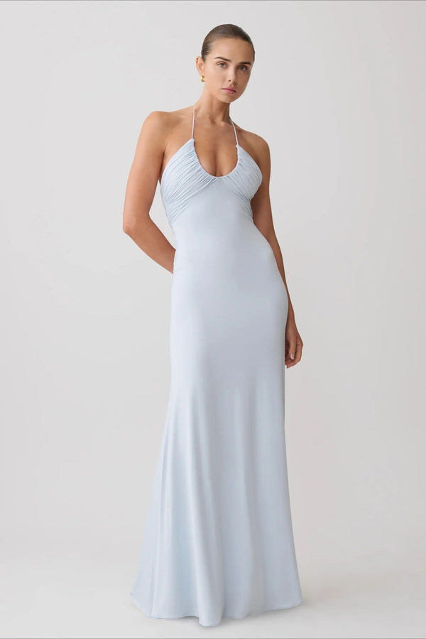 Valentina halter-maxi-jurk met zeemeerminsnit