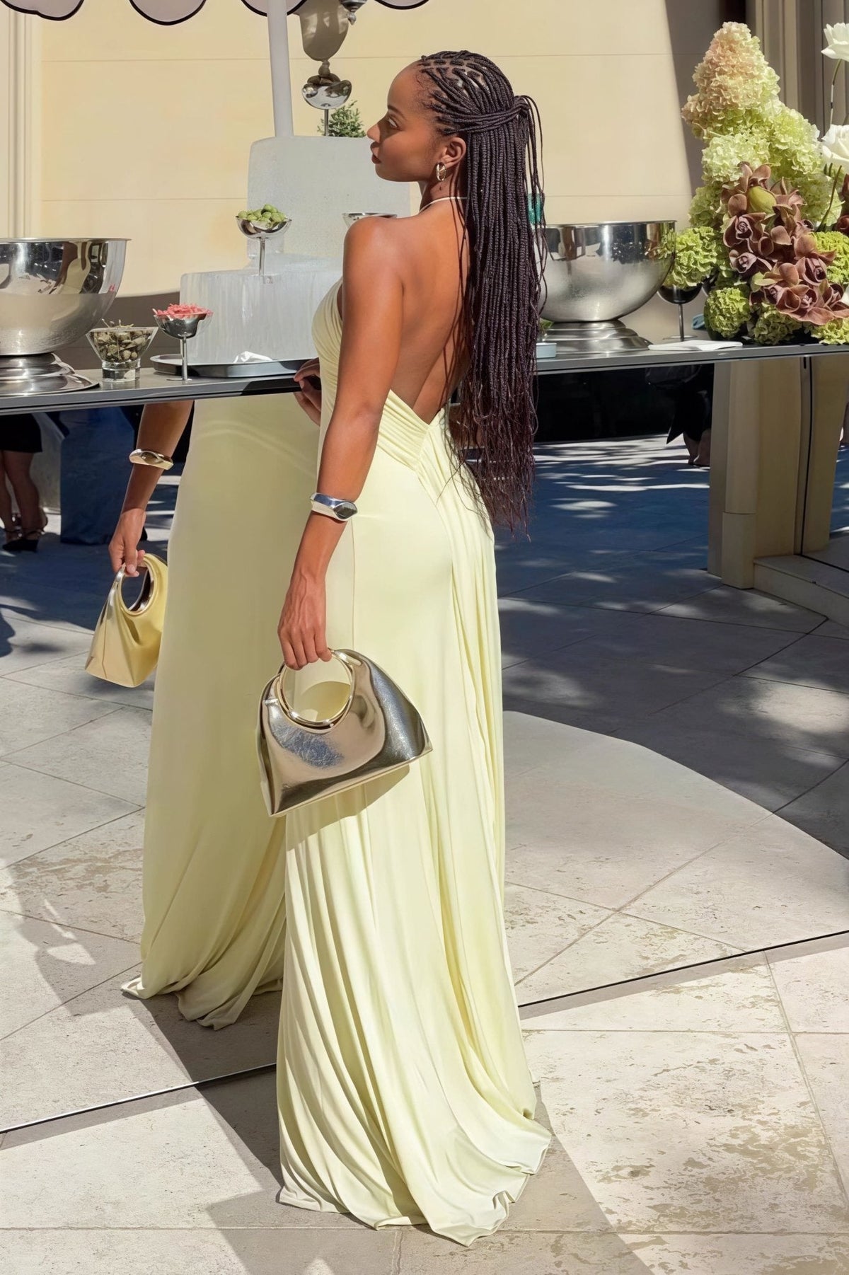 Valentina halter-maxi-jurk met zeemeerminsnit