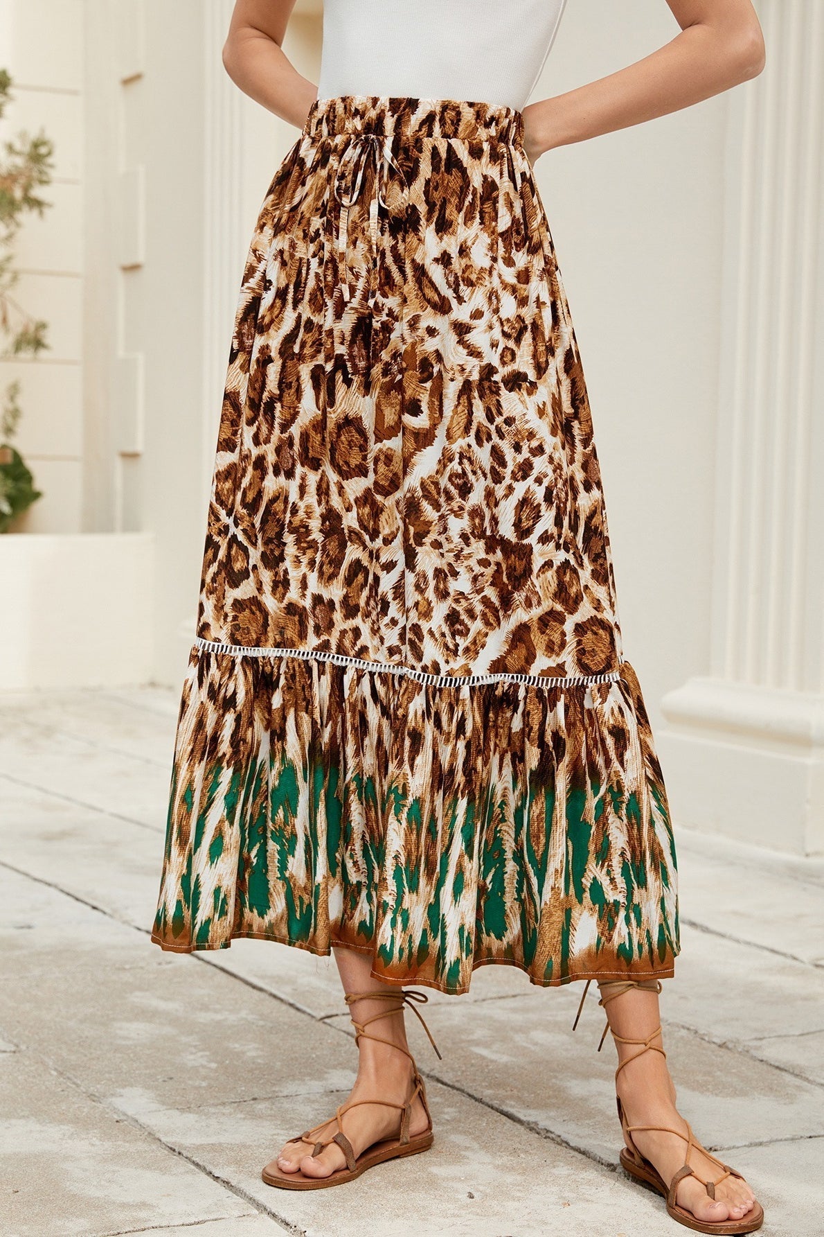 Valerie Boho Ruffle Floral Maxi Skirt