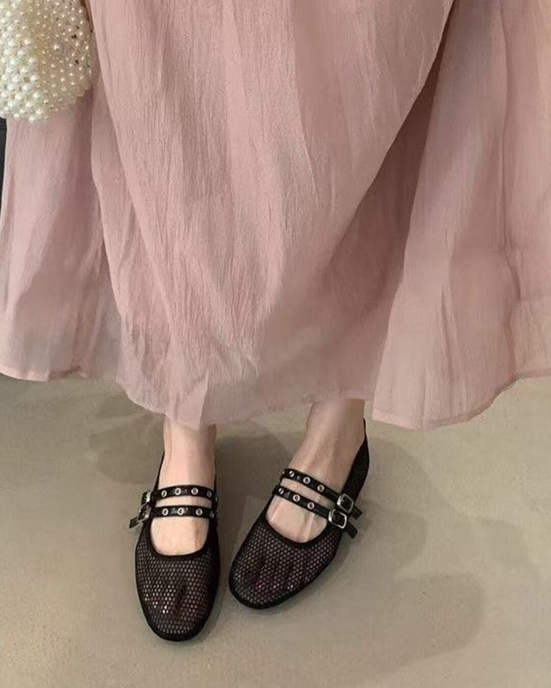 Valerie Mesh ballerina's met gesp