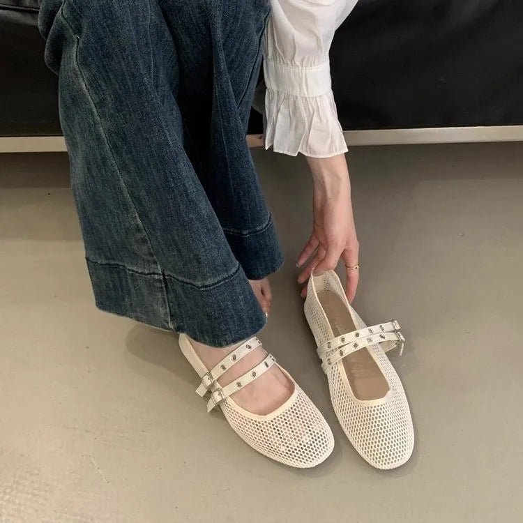 Valerie Mesh ballerina's met gesp