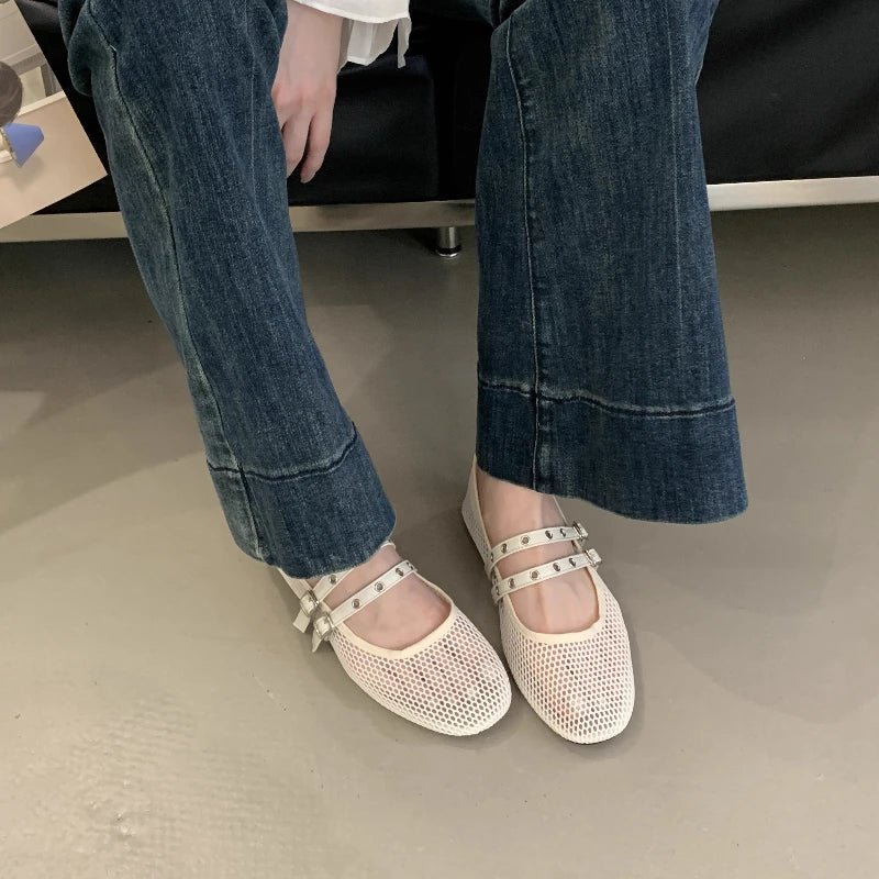 Valerie Mesh ballerina's met gesp