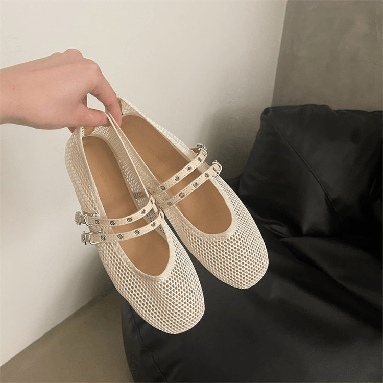 Valerie Mesh ballerina's met gesp
