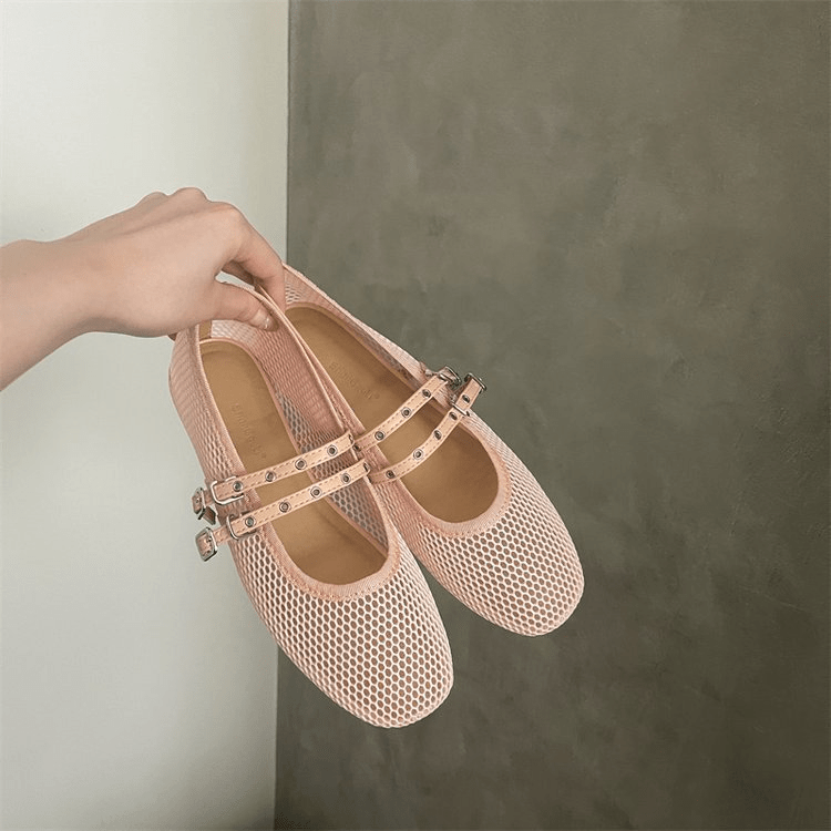 Valerie Mesh ballerina's met gesp