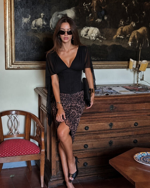Valerie corsettop van chiffon met klokmouwen