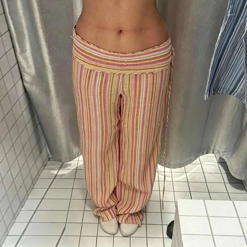 Valerie-gestreepte broek met lage taille