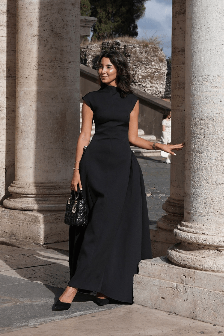 Veronica maxi-jurk met opstaande hals