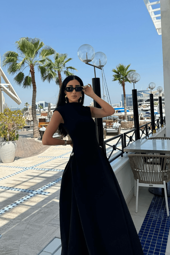 Veronica maxi-jurk met opstaande hals