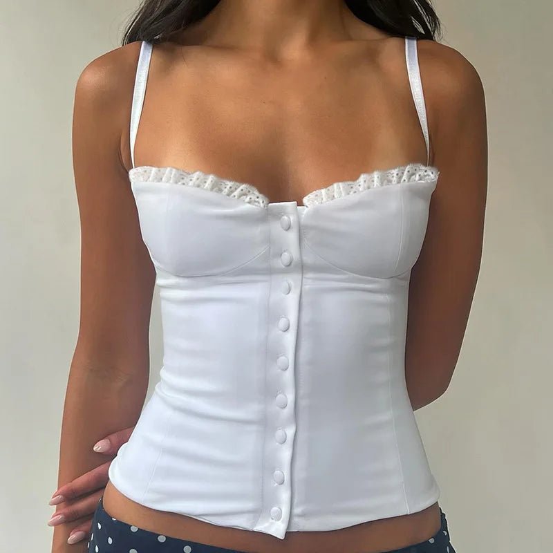 Viviana korset-top met kant en patchwork