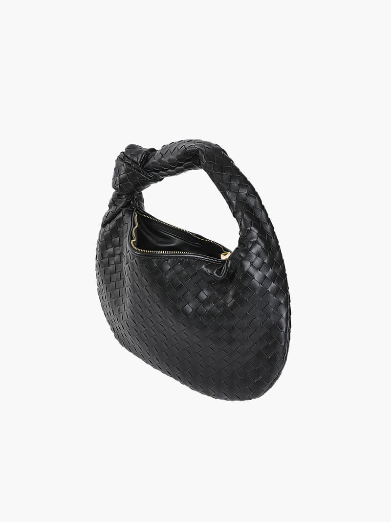 MAIE woven medium bag in black, side view