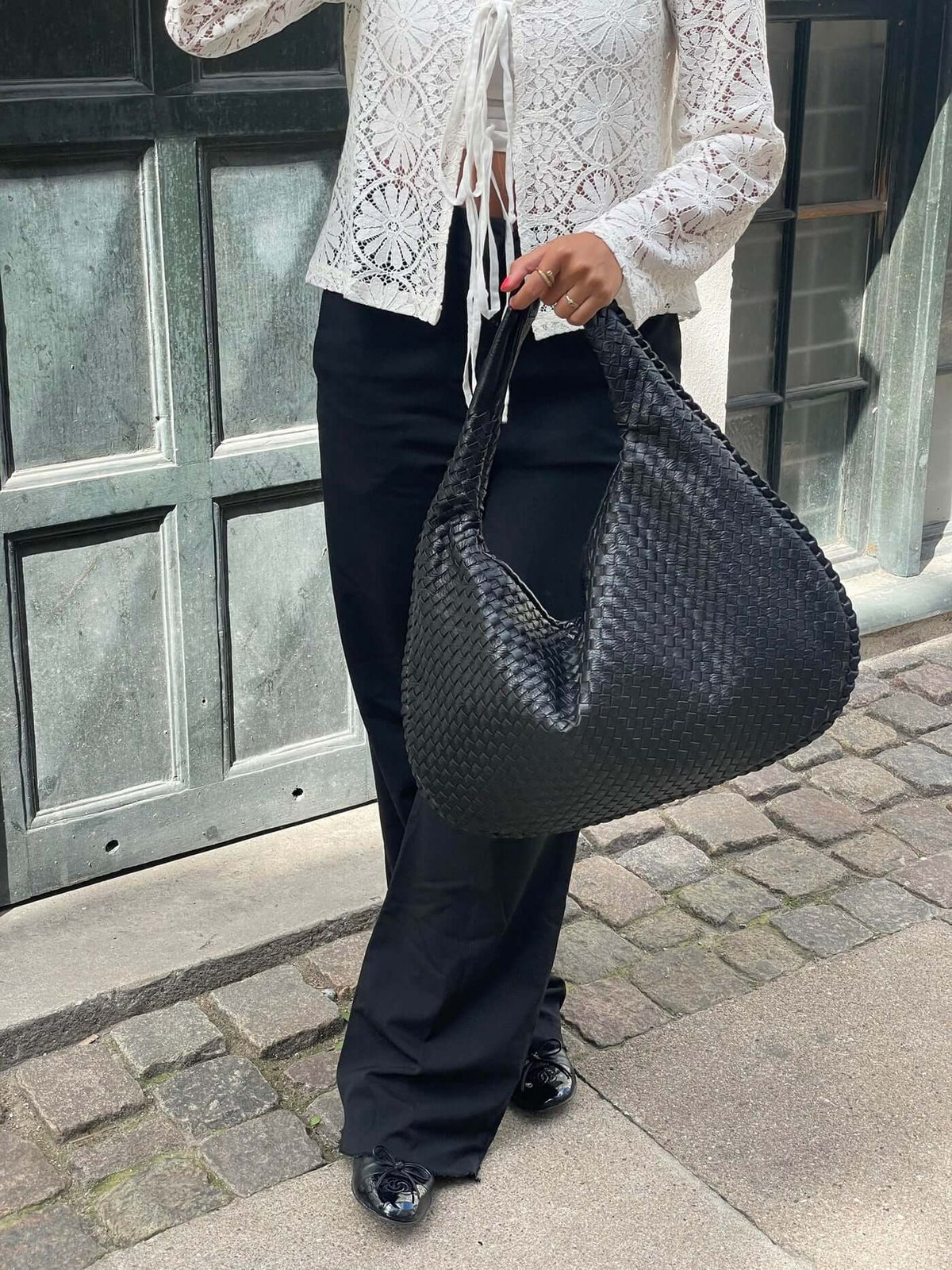 Gevlochten tas XL
