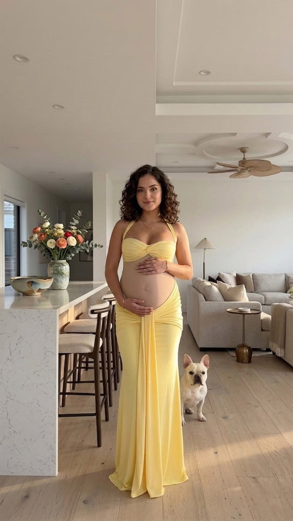 Ximena Nauwsluitende maxi-jurk van mesh met tailleband