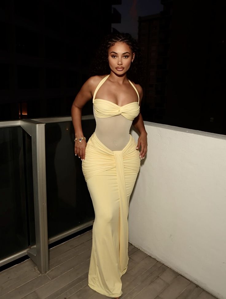 Ximena Nauwsluitende maxi-jurk van mesh met tailleband