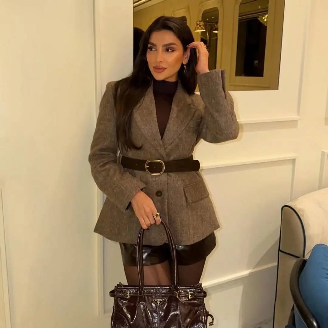 Yalina visgraatblazer met riem
