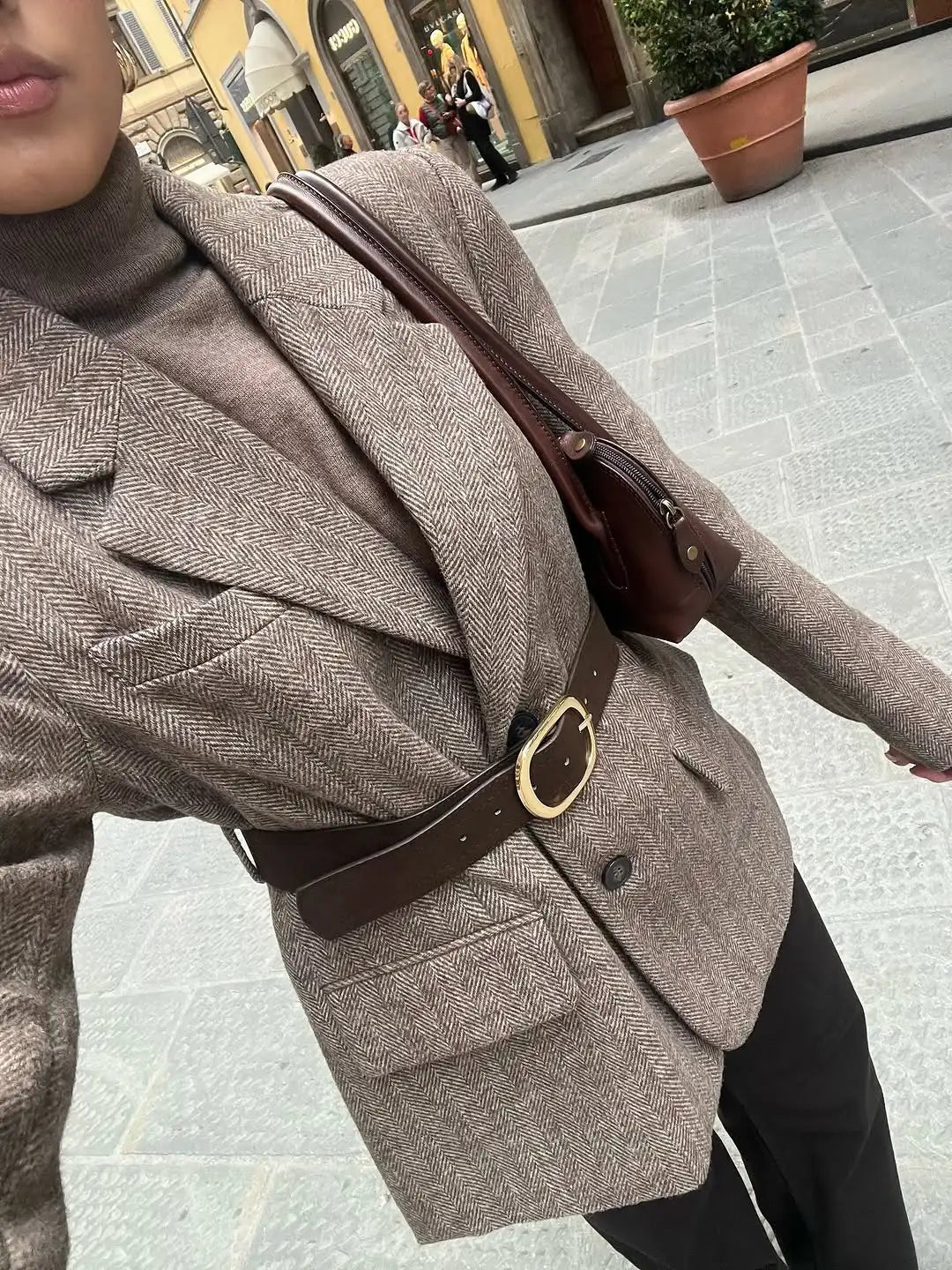 Yalina visgraatblazer met riem