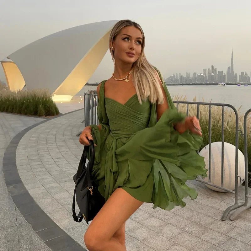 Zoe Creamsicle-minijurk met V-hals
