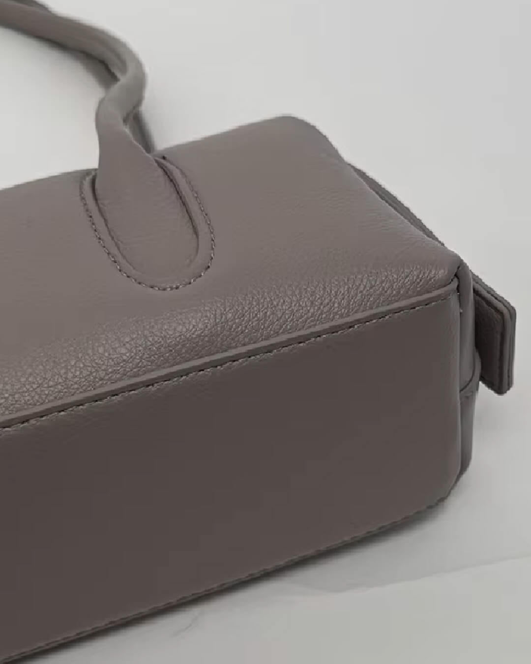 Mira Cylinder Shoulder Bag in taupe grey – styled look